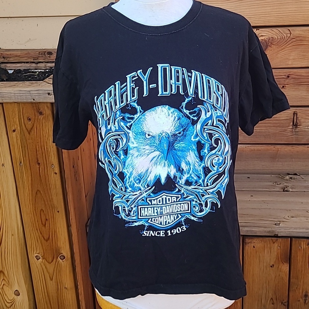 Harley davidson blue eagle t shirt